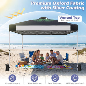 10 x 10 Feet Foldable Commercial Pop-up Canopy with Roller Bag and Banner Strip-Black view 7