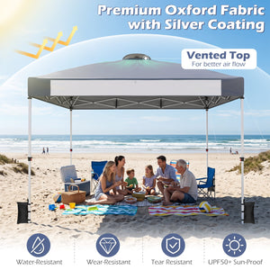 10 x 10 Feet Foldable Commercial Pop-up Canopy with Roller Bag and Banner Strip-Gray view 4