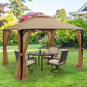 10 x 12 Feet Gazebo Replacement Top with Air Vent and Drainage Holes-Brown view 2
