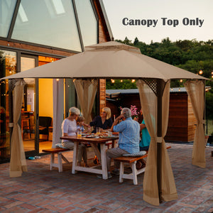 10 x 12 Feet Gazebo Replacement Top with Air Vent and Drainage Holes-Brown view 3