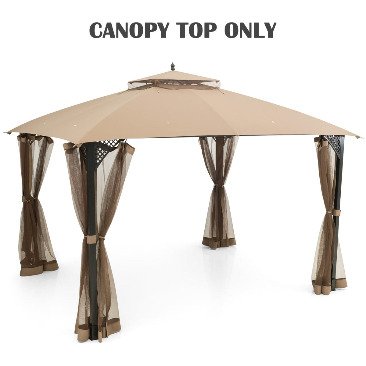 10 x 12 Feet Gazebo Replacement Top with Air Vent and Drainage Holes-Brown view 4