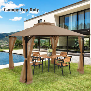 10 x 12 Feet Gazebo Replacement Top with Air Vent and Drainage Holes-Brown view 9