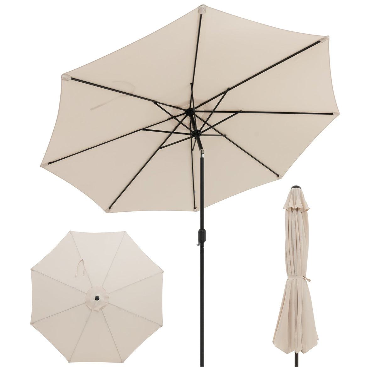 10 Feet Outdoor Patio Umbrella with Tilt Adjustment and Crank-Beige view 4
