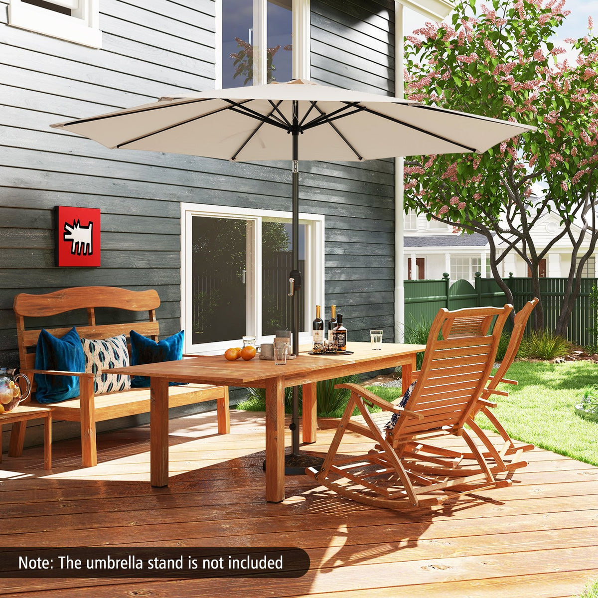 10 Feet Outdoor Patio Umbrella with Tilt Adjustment and Crank-Beige view 6
