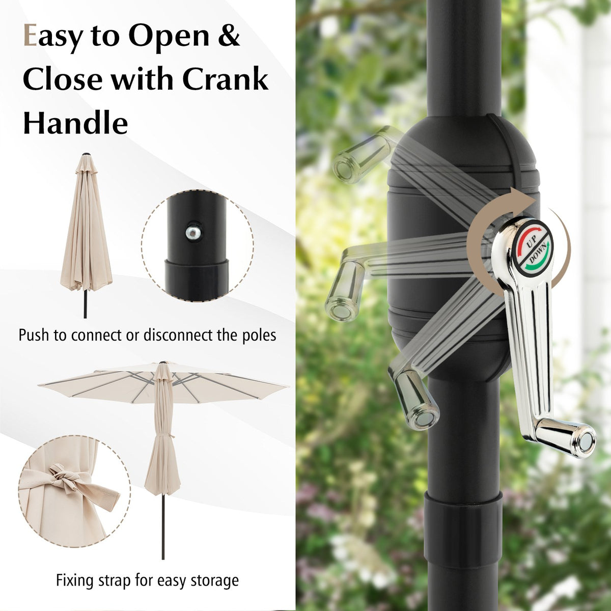 10 Feet Outdoor Patio Umbrella with Tilt Adjustment and Crank-Beige view 8