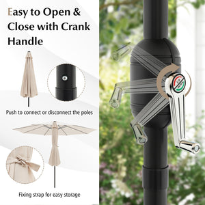 10 Feet Outdoor Patio Umbrella with Tilt Adjustment and Crank-Beige view 8