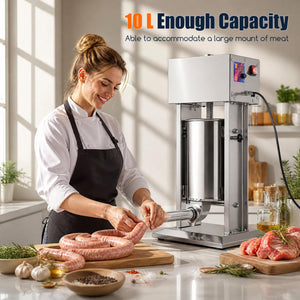 10L Electric Sausage Stuffer with 4 Stuffing Tubes Foot Pedal and Stepless Speed Control-Silver view 7