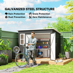 8.5' x 6' Galvanised Steel Outdoor Storage Shed, Garden Shed with Window – view 3