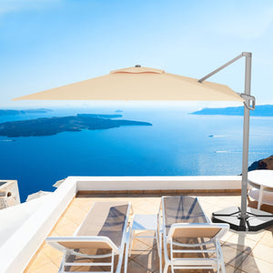 10 x 10 Feet Patio Offset Cantilever Umbrella with Aluminum 360-degree Rotation Tilt-Beige view 2