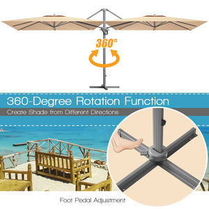 10 x 10 Feet Patio Offset Cantilever Umbrella with Aluminum 360-degree Rotation Tilt-Beige view 6