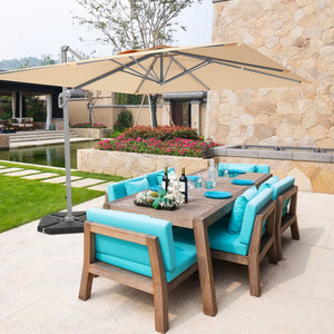 10 x 10 Feet Patio Offset Cantilever Umbrella with Aluminum 360-degree Rotation Tilt-Beige view 7