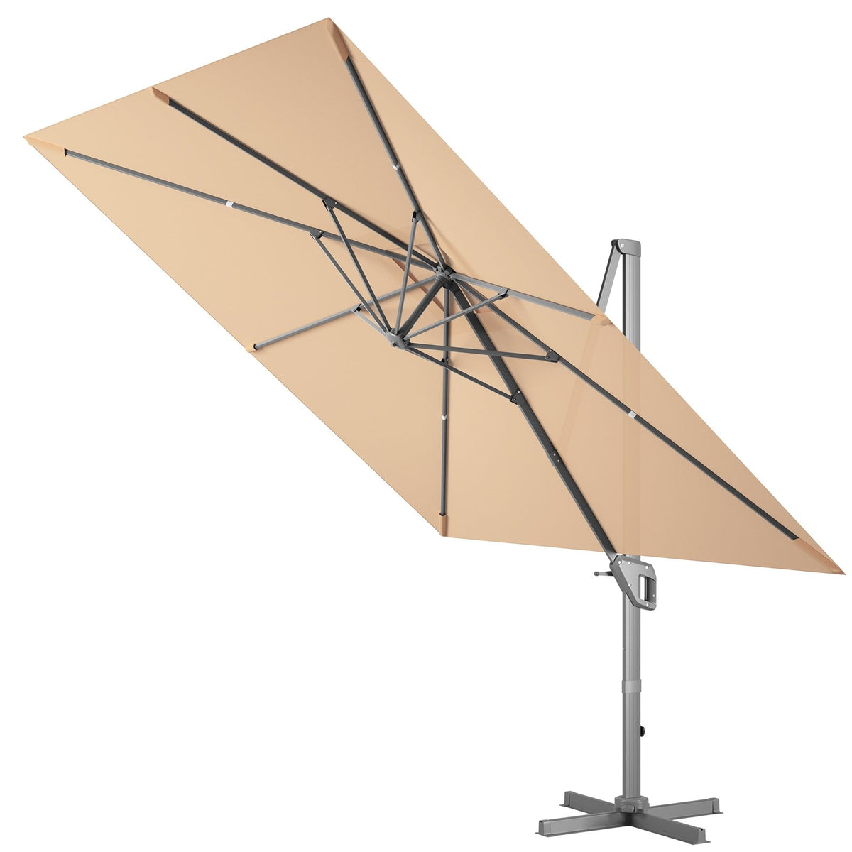 10 x 10 Feet Patio Offset Cantilever Umbrella with Aluminum 360-degree Rotation Tilt-Beige view 8