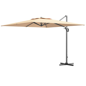 10 x 10 Feet Patio Offset Cantilever Umbrella with Aluminum 360-degree Rotation Tilt-Beige view 9