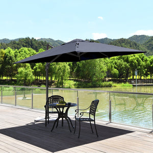 10 x 10 Feet Patio Offset Cantilever Umbrella with Aluminum 360-degree Rotation Tilt-Navy view 2