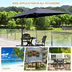 10 x 10 Feet Patio Offset Cantilever Umbrella with Aluminum 360-degree Rotation Tilt-Navy view 3