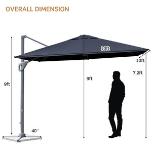 10 x 10 Feet Patio Offset Cantilever Umbrella with Aluminum 360-degree Rotation Tilt-Navy view 4
