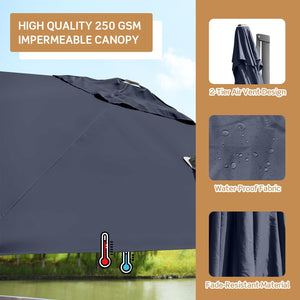 10 x 10 Feet Patio Offset Cantilever Umbrella with Aluminum 360-degree Rotation Tilt-Navy view 5