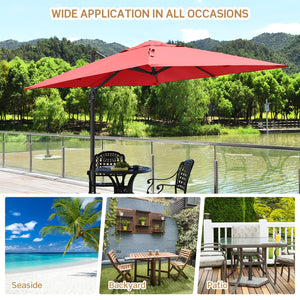 10 x 10 Feet Patio Offset Cantilever Umbrella with Aluminum 360-degree Rotation Tilt-Orange view 3