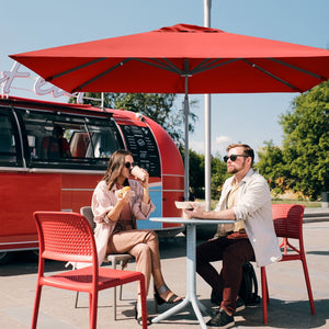 10 x 10 Feet Patio Offset Cantilever Umbrella with Aluminum 360-degree Rotation Tilt-Orange view 6