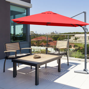 10 x 10 Feet Patio Offset Cantilever Umbrella with Aluminum 360-degree Rotation Tilt-Orange view 7