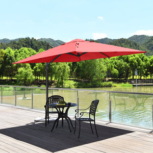 10 x 10 Feet Patio Offset Cantilever Umbrella with Aluminum 360-degree Rotation Tilt-Orange view 8