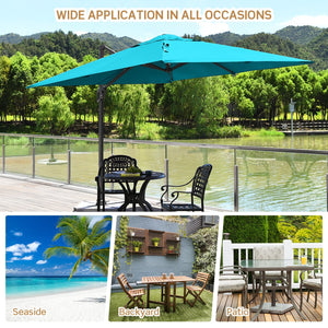 10 x 10 Feet Patio Offset Cantilever Umbrella with Aluminum 360-degree Rotation Tilt-Turquoise view 3