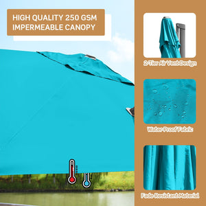 10 x 10 Feet Patio Offset Cantilever Umbrella with Aluminum 360-degree Rotation Tilt-Turquoise view 5