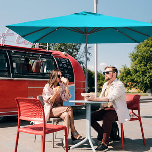 10 x 10 Feet Patio Offset Cantilever Umbrella with Aluminum 360-degree Rotation Tilt-Turquoise view 7