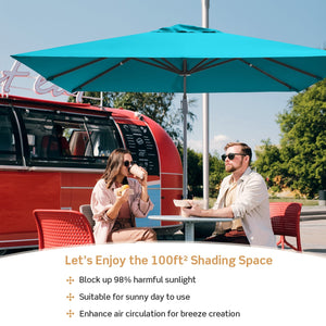 10 x 10 Feet Patio Offset Cantilever Umbrella with Aluminum 360-degree Rotation Tilt-Turquoise view 9
