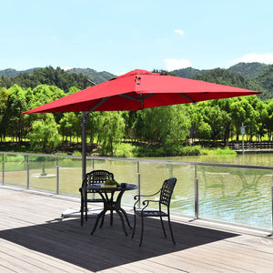 10 x 10 Feet Patio Offset Cantilever Umbrella with Aluminum 360-degree Rotation Tilt-Wine view 2