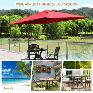 10 x 10 Feet Patio Offset Cantilever Umbrella with Aluminum 360-degree Rotation Tilt-Wine view 3