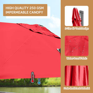 10 x 10 Feet Patio Offset Cantilever Umbrella with Aluminum 360-degree Rotation Tilt-Wine view 5