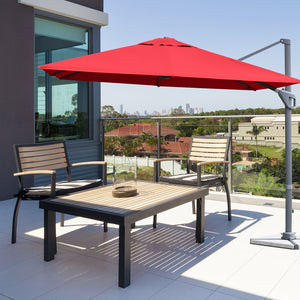 10 x 10 Feet Patio Offset Cantilever Umbrella with Aluminum 360-degree Rotation Tilt-Wine view 6