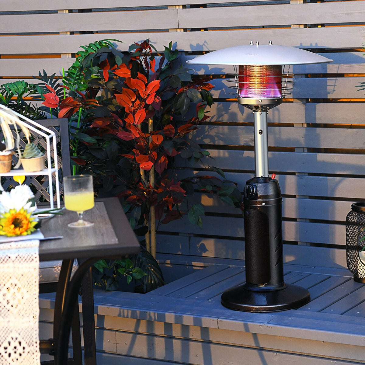 11 000 BTU Portable Tabletop Propane Patio Standing Heater-Black view 2