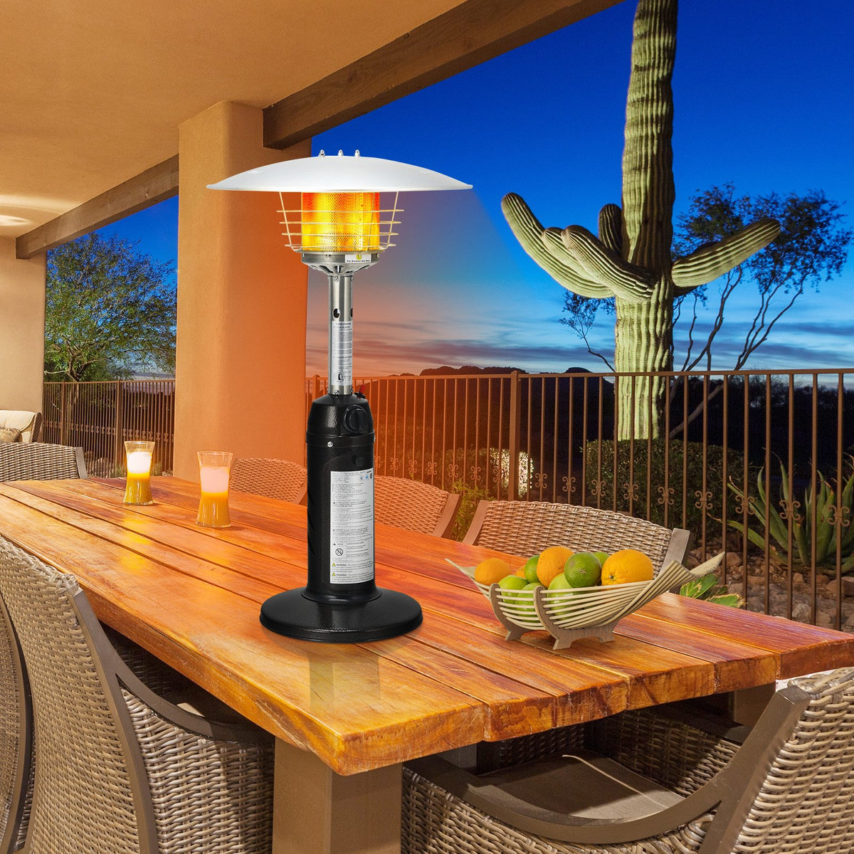 11 000 BTU Portable Tabletop Propane Patio Standing Heater-Black view 3