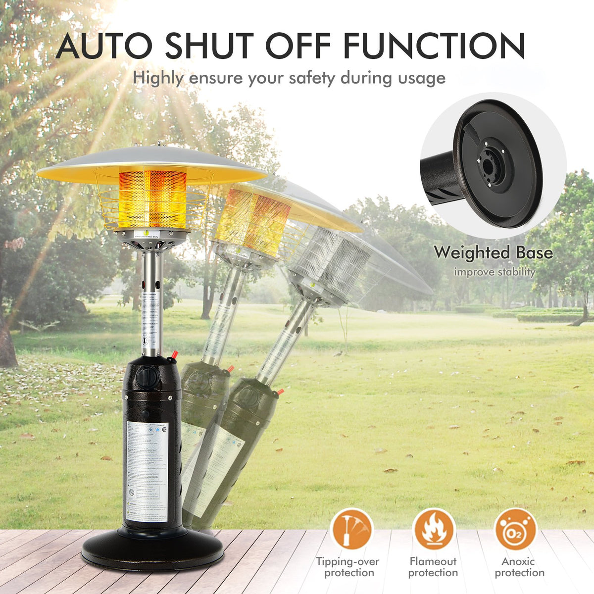 11 000 BTU Portable Tabletop Propane Patio Standing Heater-Black view 5