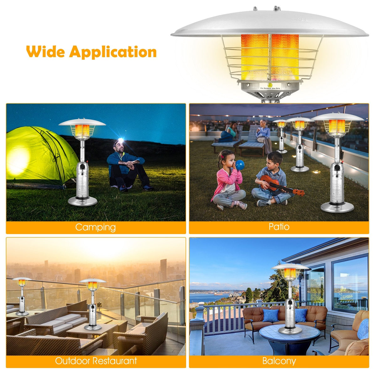 11 000BTU Portable Tabletop Patio Stainless Steel Standing Propane Heater view 8