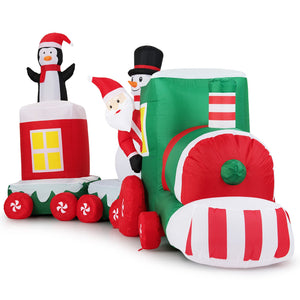 11.5 FT Christmas Inflatables Train Blow Up Santa Claus Driving Train view 4