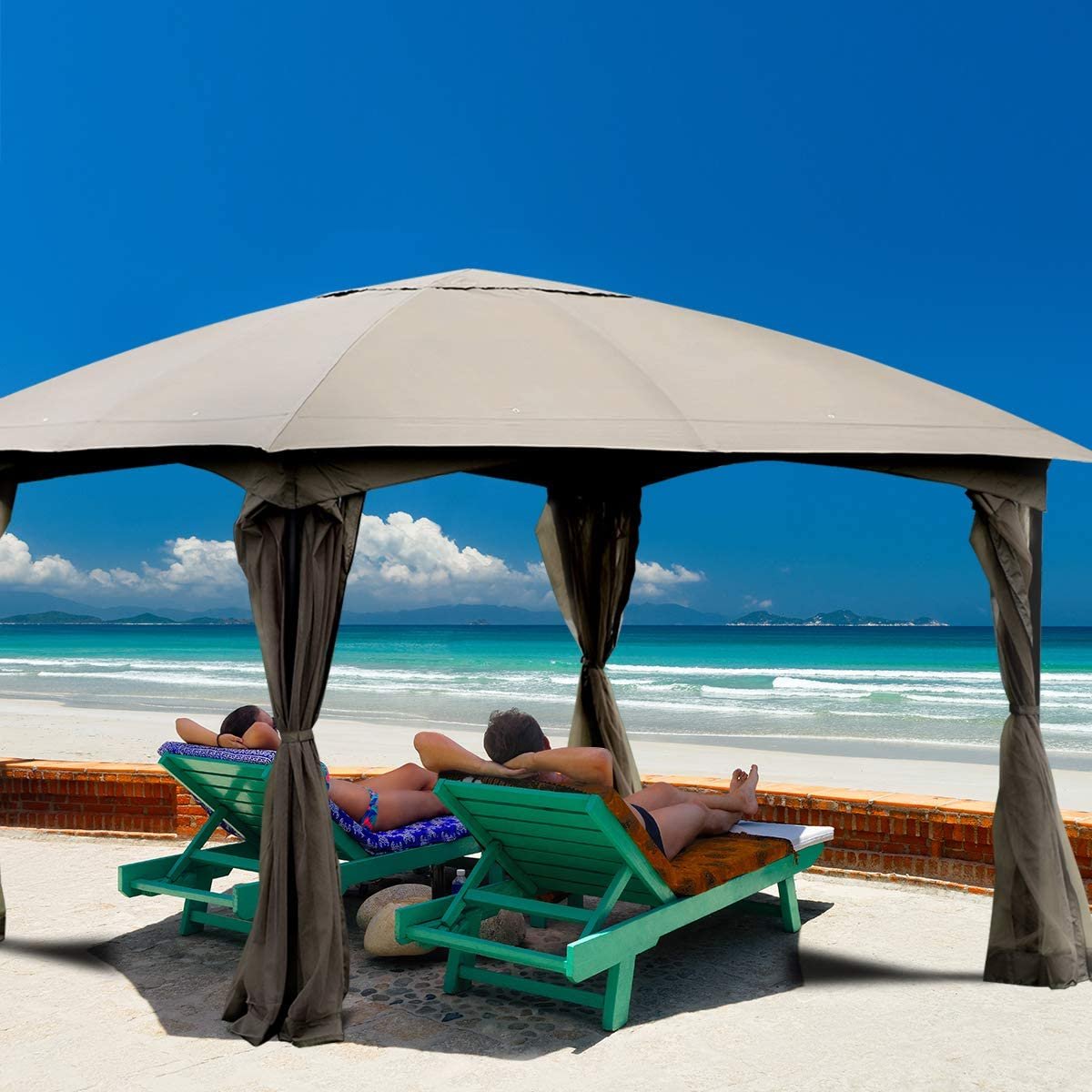 11.5 x 11.5 Feet Fully Enclosed Outdoor Gazebo with Removable 4 Walls view 2