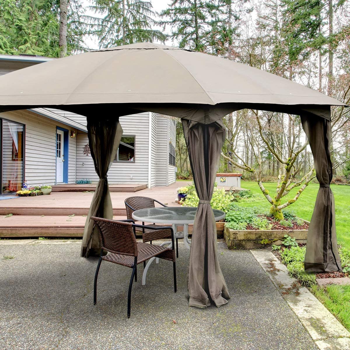 11.5 x 11.5 Feet Fully Enclosed Outdoor Gazebo with Removable 4 Walls view 3