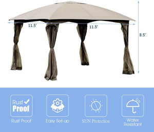 11.5 x 11.5 Feet Fully Enclosed Outdoor Gazebo with Removable 4 Walls view 4