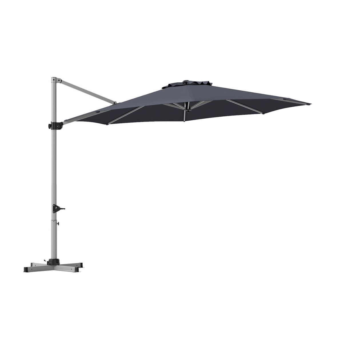 11 Feet Patio Offset Cantilever Umbrella 360° Rotation Aluminum Tilt-Gray view 2