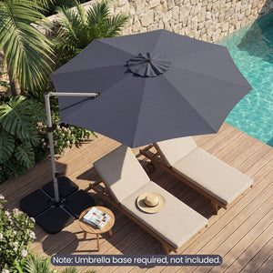 11 Feet Patio Offset Cantilever Umbrella 360° Rotation Aluminum Tilt-Gray view 5