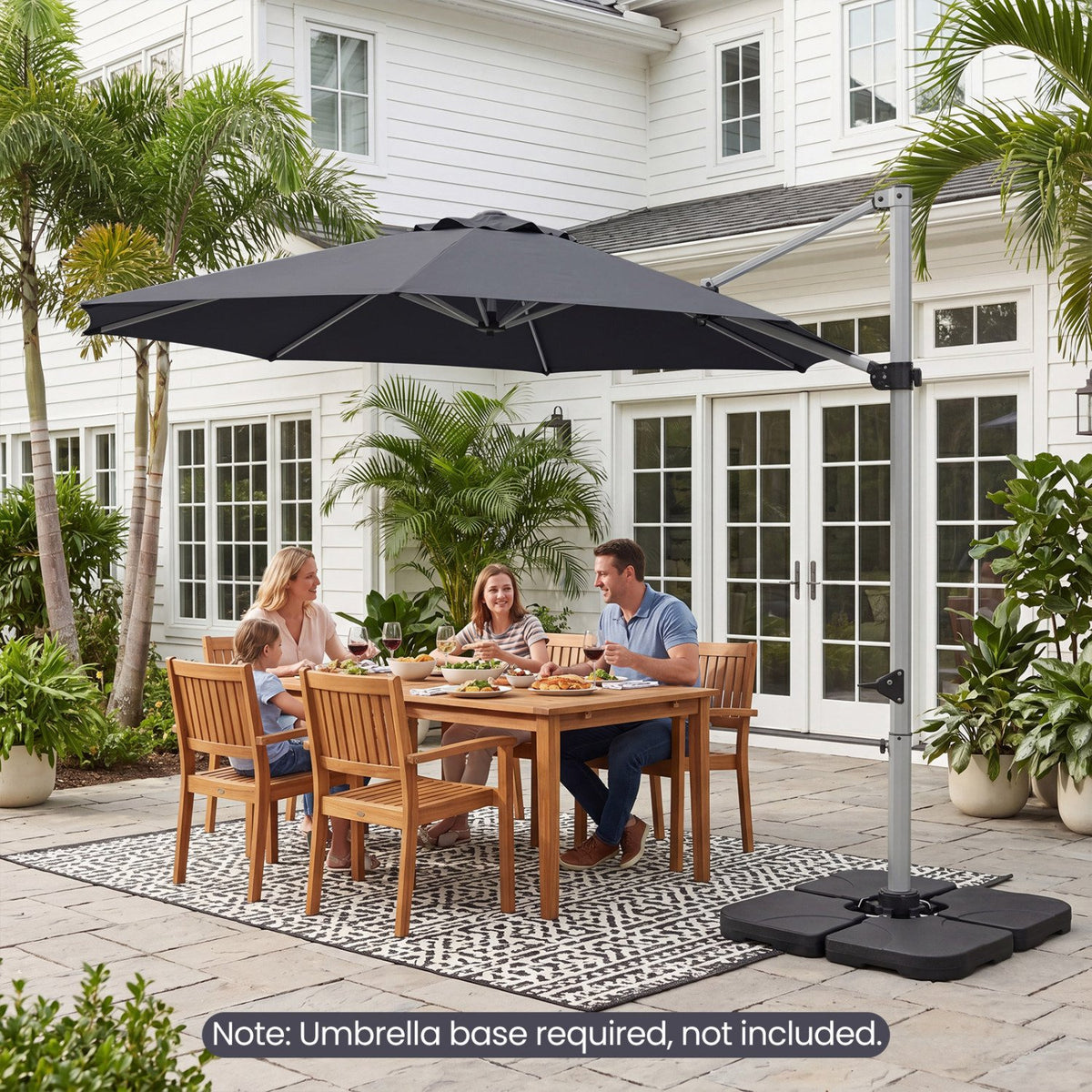 11 Feet Patio Offset Cantilever Umbrella 360° Rotation Aluminum Tilt-Gray view 6