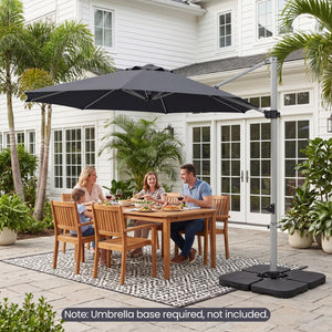11 Feet Patio Offset Cantilever Umbrella 360° Rotation Aluminum Tilt-Gray view 6