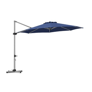 11 Feet Patio Offset Cantilever Umbrella 360° Rotation Aluminum Tilt-Navy view 2