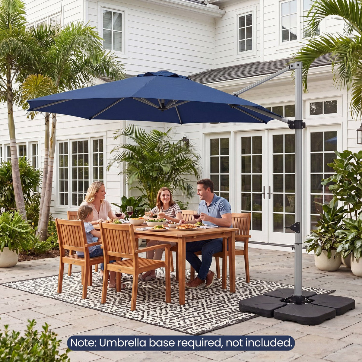 11 Feet Patio Offset Cantilever Umbrella 360° Rotation Aluminum Tilt-Navy view 6