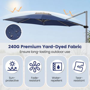 11 Feet Patio Offset Cantilever Umbrella 360° Rotation Aluminum Tilt-Navy view 7