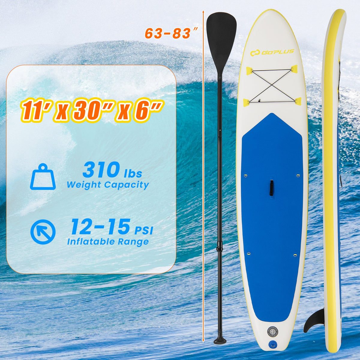 11 Feet Premium SUP Inflatable Stand Up Paddle Board with Accessories for Youth Adults-L view 4