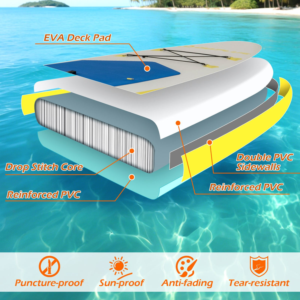 11 Feet Premium SUP Inflatable Stand Up Paddle Board with Accessories for Youth Adults-L view 6